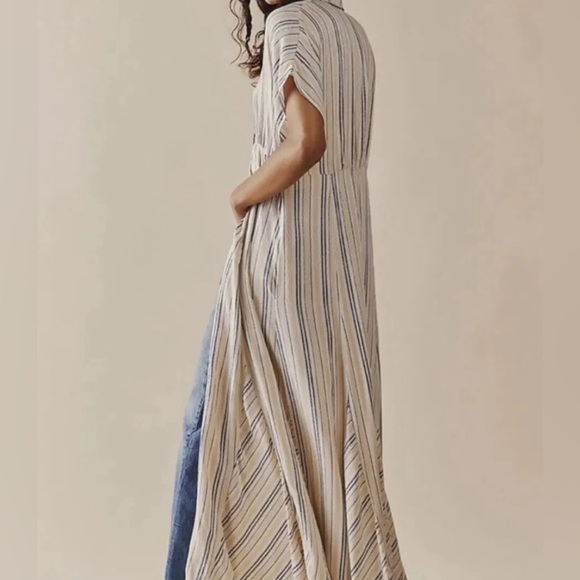 Anthropologie Blue Striped Button-Front Maxi Dress - Picture 5 of 5